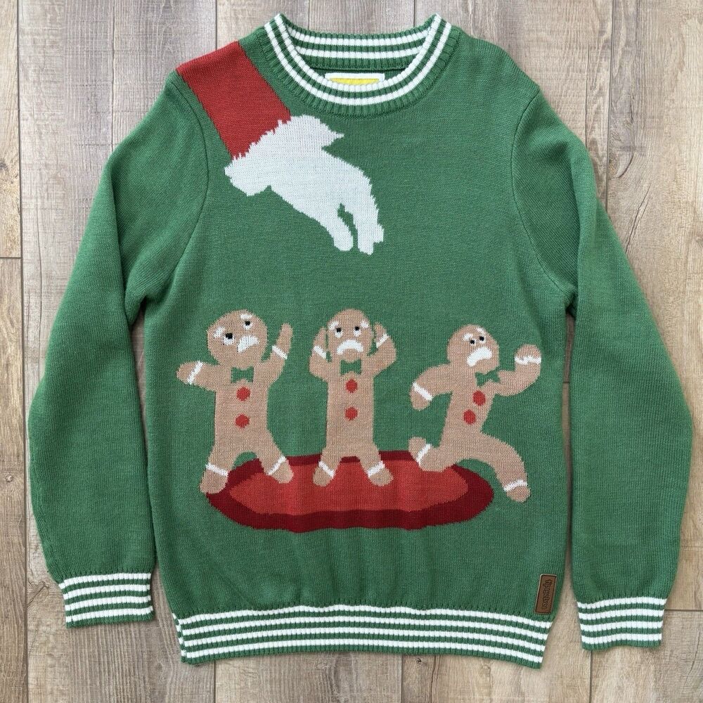 Tipsy Elves Gingerbread Cookie Crewneck Ugly Christmas Sweater Size L Funny Joke